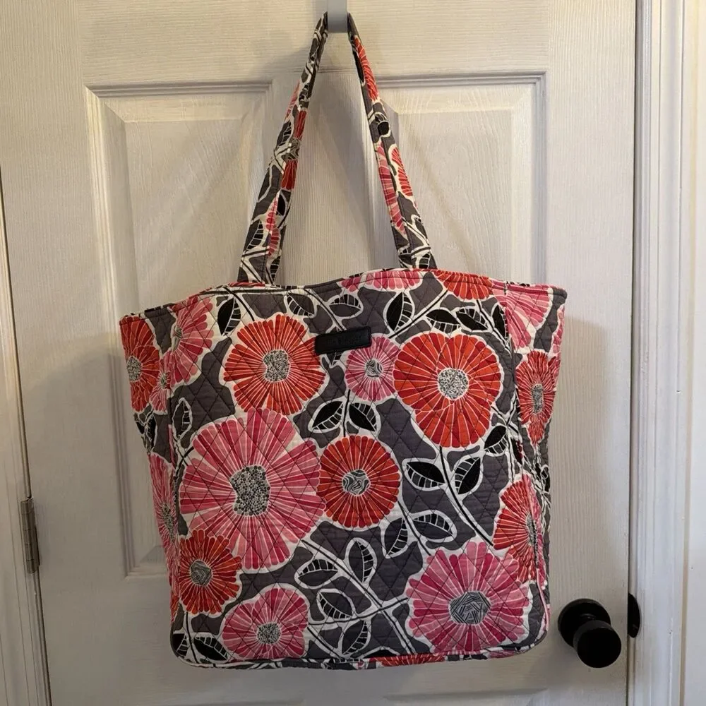 Vera Bradley Cherry Blossoms Tote Quilted Pink Floral Shoulder Bag Retired